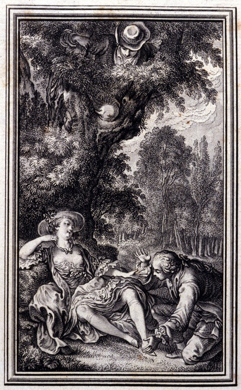 Le Villageois qui a perdu son veau - en “Cuentos y nuevas en verso” de Jean La Fontaine. 1762. de Unknown artist