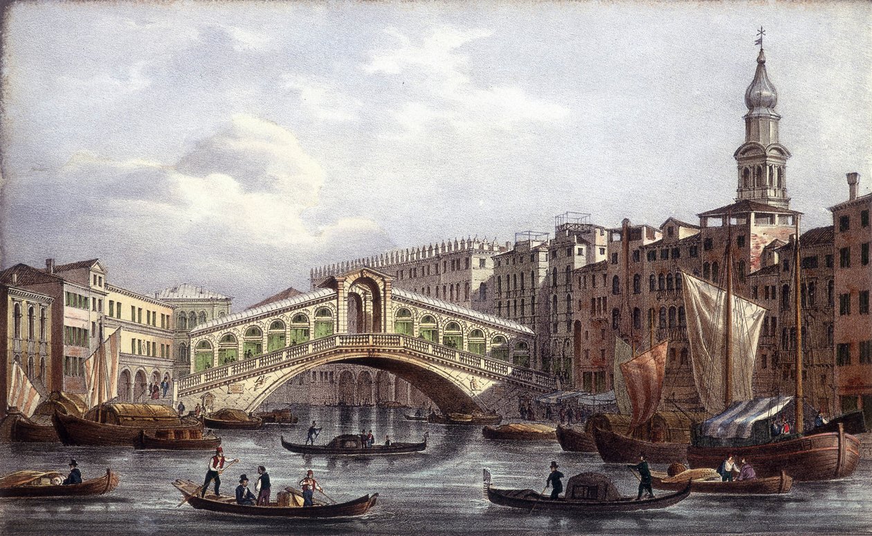 Le pont Rialto - en “Álbum de las principales vistas de Venecia”, ill. por Marco Moro, ed. Gio Brizeghel, c.1840 de Unknown artist
