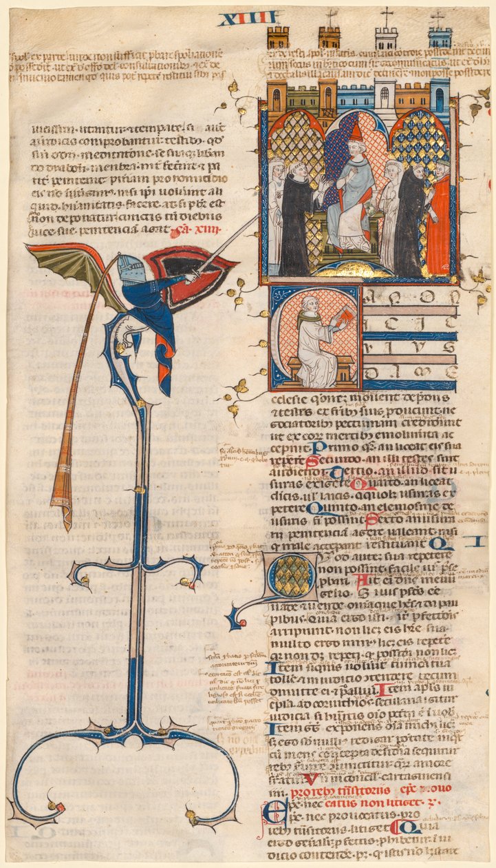 Hoja Extraída de un "Decretum" de Graciano: Inicial C[anonici cuiusdam ecclesiae] con un Clérigo Sentado de Unknown artist