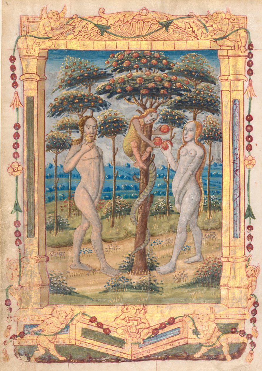 Leaf from a Book of Hours: Adam and Eve and the Fall of Man (Prefatory Miniature to the Office of the Virgin) (recto) de Unknown artist