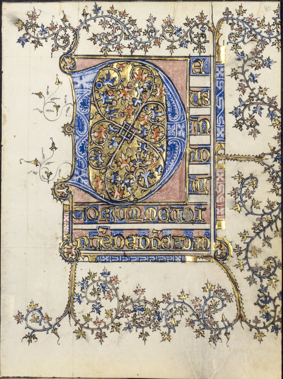 Hoja de un Libro de Horas: Inicial D de Unknown artist