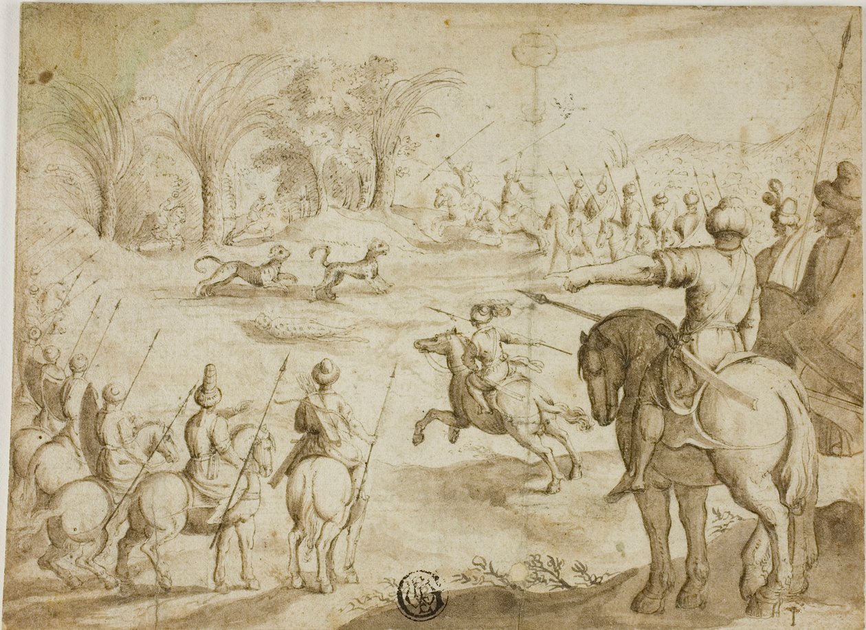 Caza de leopardos en Persia de Unknown artist