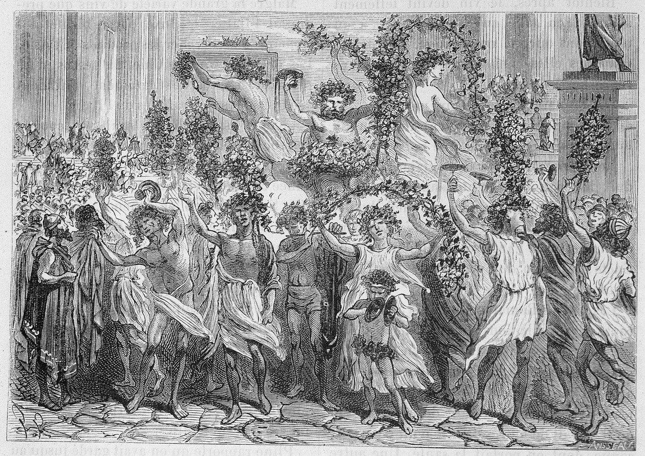 Las fiestas de Baco en Atenas (Grecia Antigua) - en 