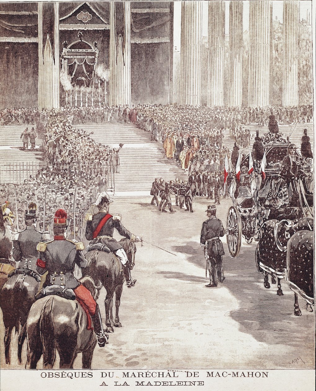 Los funerales del mariscal Patrice de Mac Mahon en la iglesia de la Madeleine en París el 22/10/1893, ilustración del siglo XIX de Unknown artist