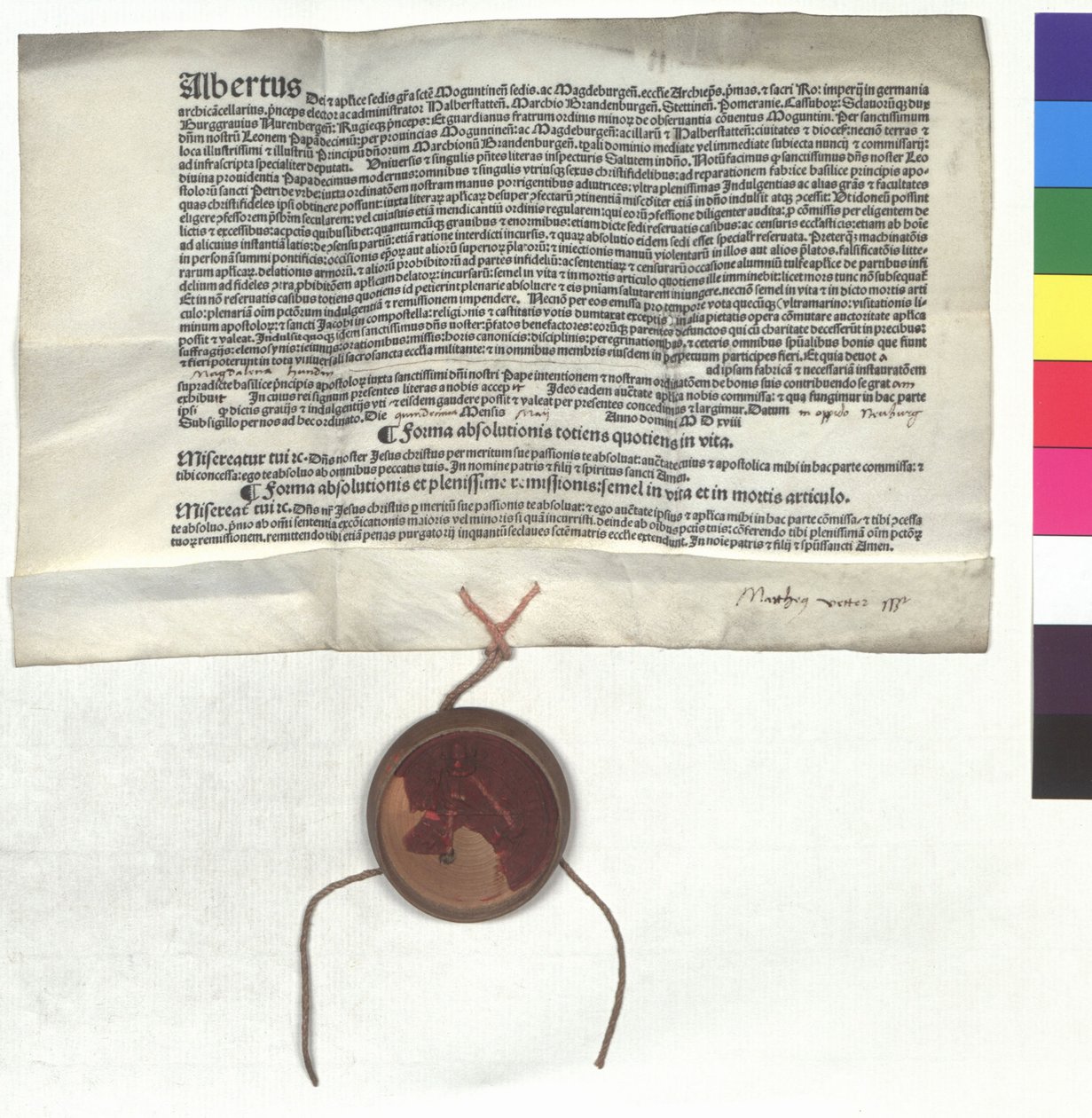 Carta de indulgencia de Alberto de Brandeburgo (1490-1545), arzobispo de Maguncia de Unknown artist