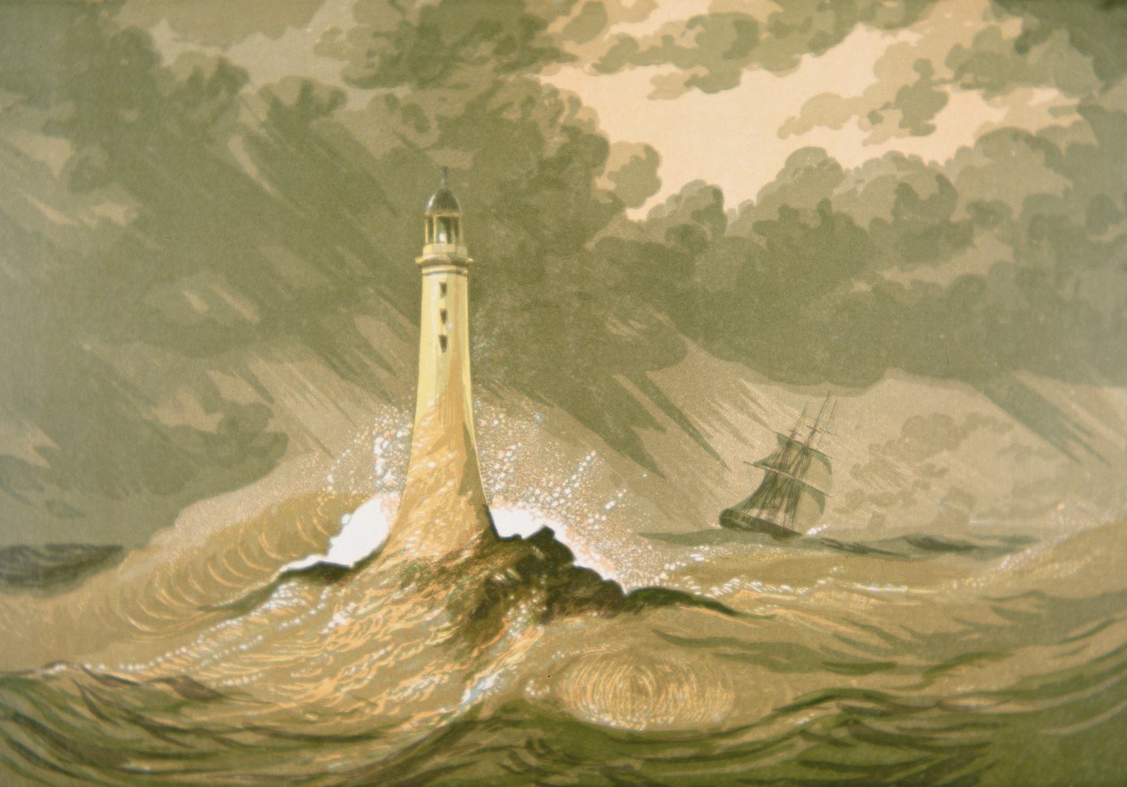 Faro con barco de vela de Unknown artist