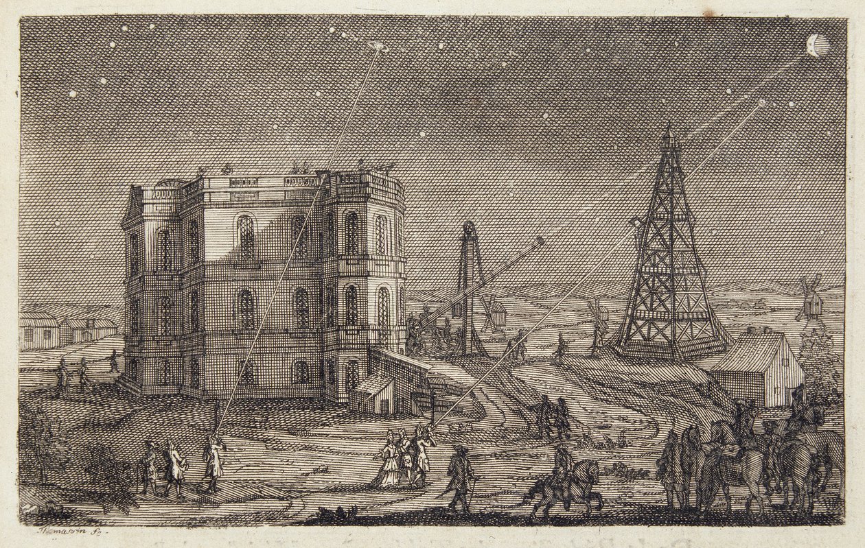 La observación de las estrellas - en "Tablas astronómicas del sol, la luna, los planetas, las estrellas fijas y los satélites de Júpiter y Saturno" por Cassini, Imprimerie Royale, París de Unknown artist