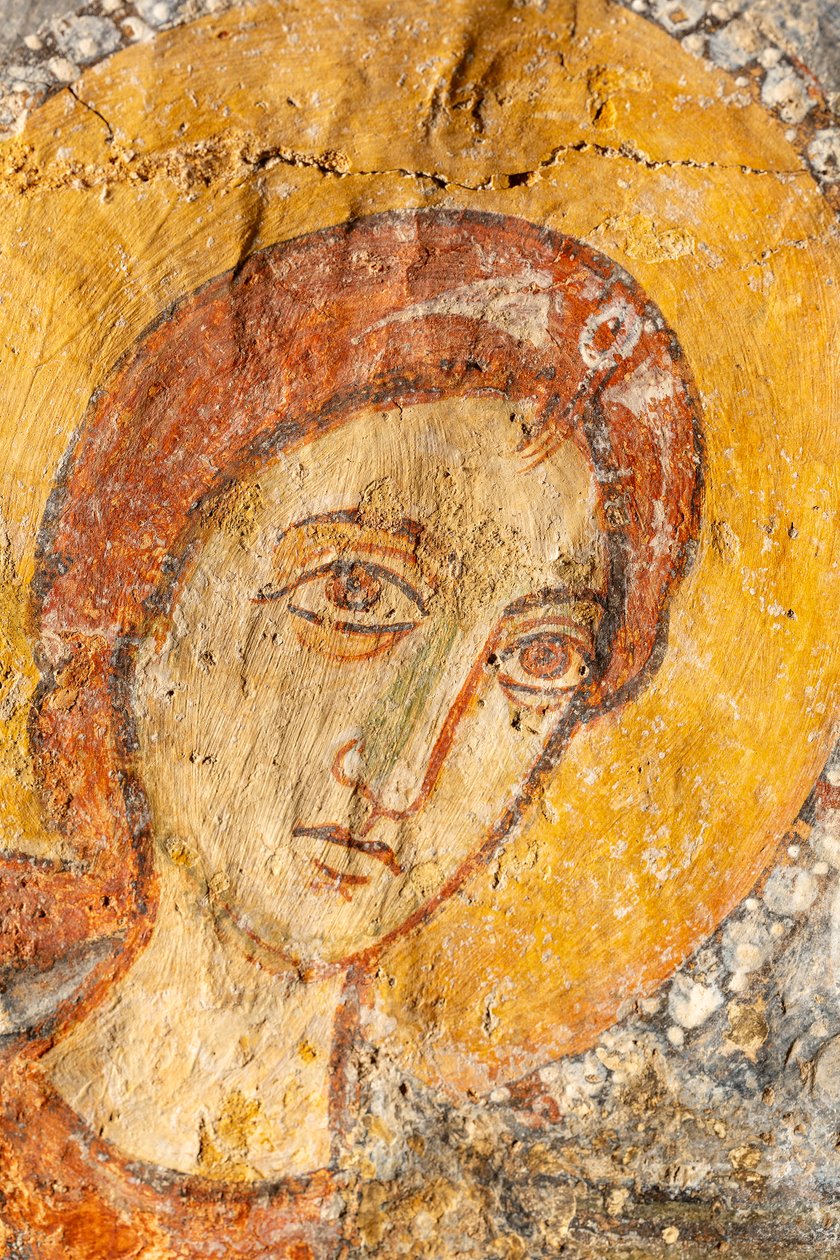 Virgen con el Niño entre los arcángeles, detalle de la Virgen María de Unknown artist