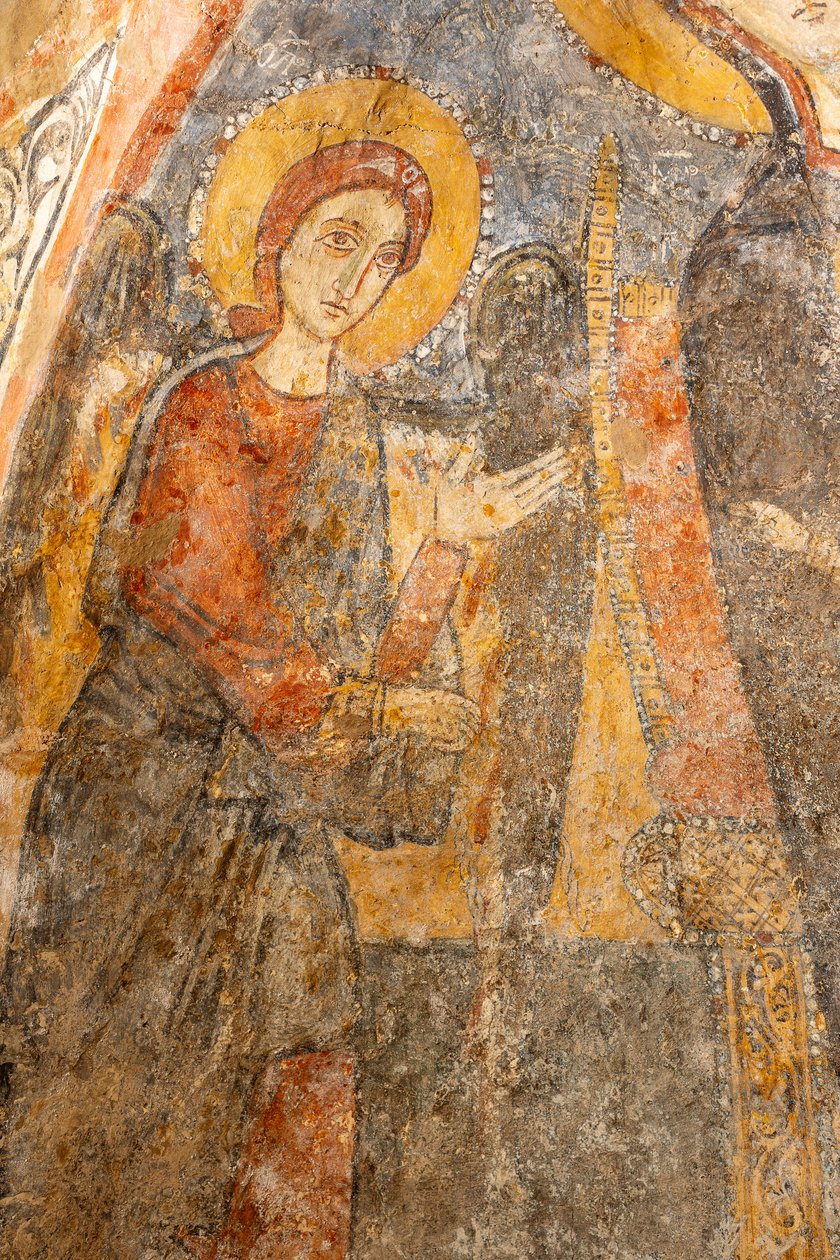 Virgen con el Niño entre los arcángeles, detalle del arcángel de la izquierda de Unknown artist