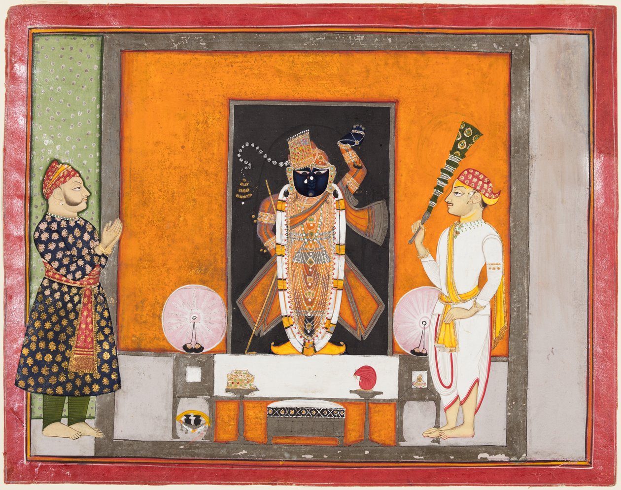Maharao Ram Singh II de Kota (r. 1828-1866) adora a Brij Nathji como el novio de Unknown artist