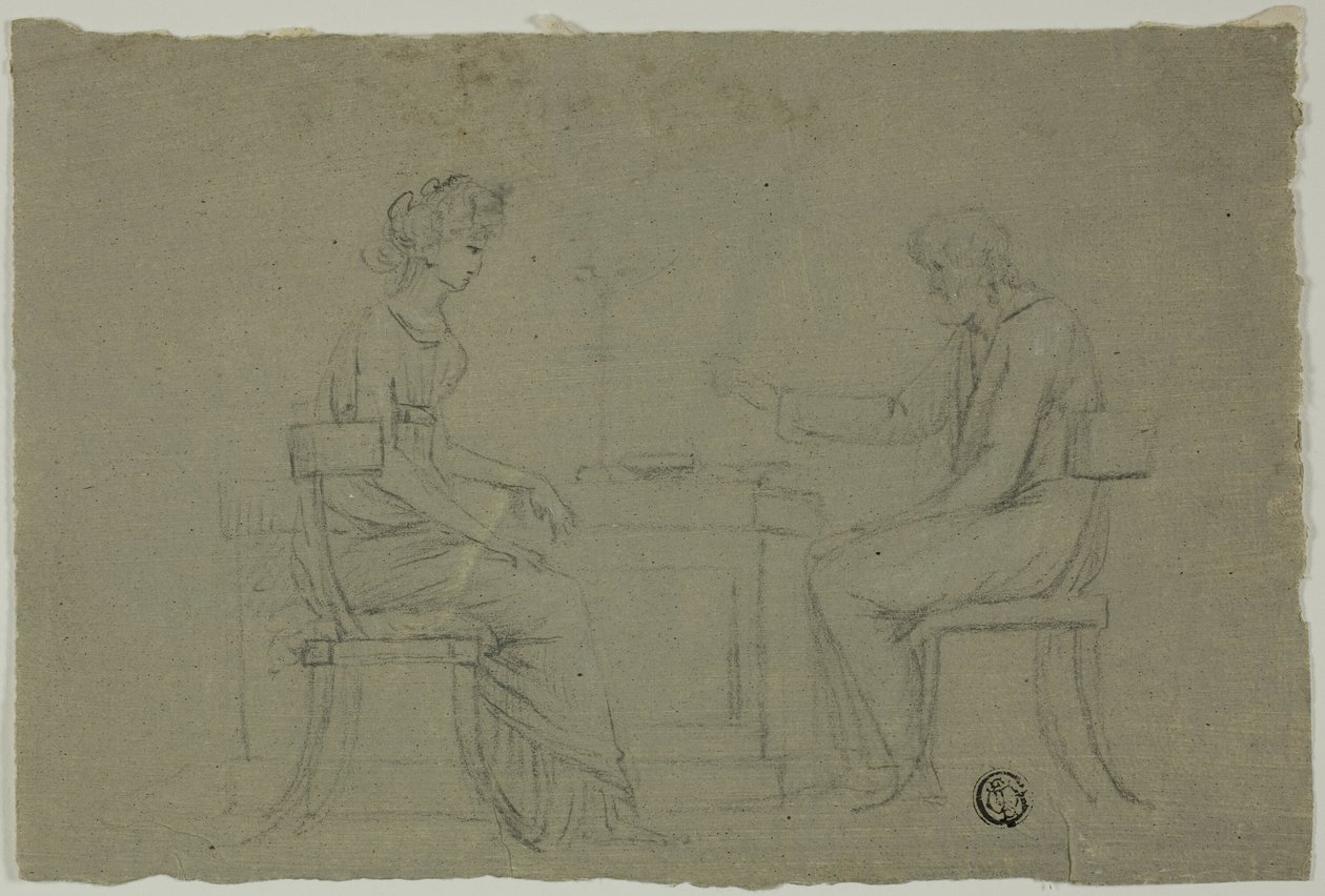 Hombre y mujer sentados a la mesa de Unknown artist