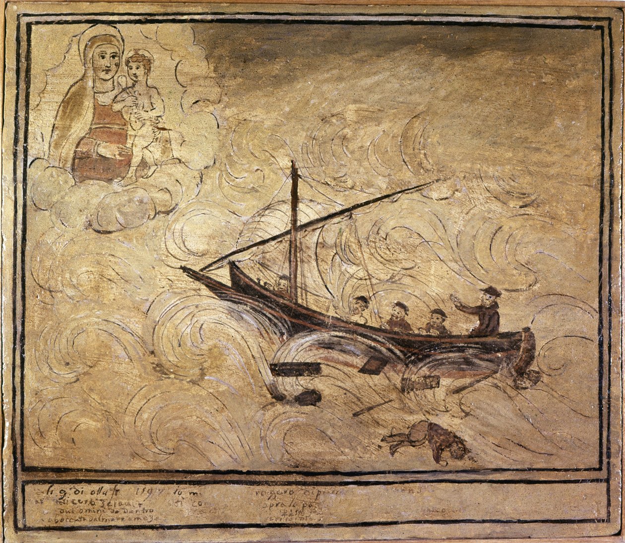 Hombre en el mar. Voto del siglo XVI de la Iglesia de la Madonna dell