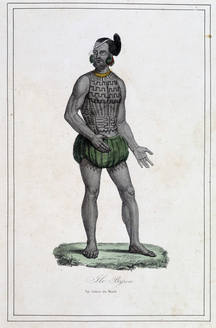 Hombre de las Islas Byron con tatuajes (Polinesia) - en 
