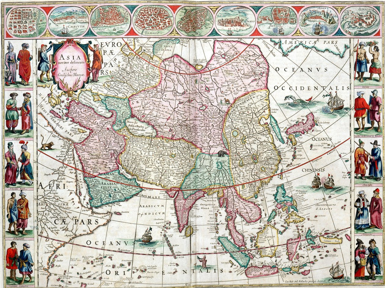 Mapa de Asia del Atlas Bleau de Unknown artist