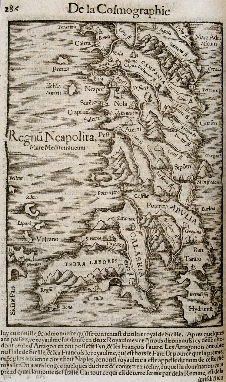 Mapa de Italia - en “Cosmografía Universal” de Unknown artist