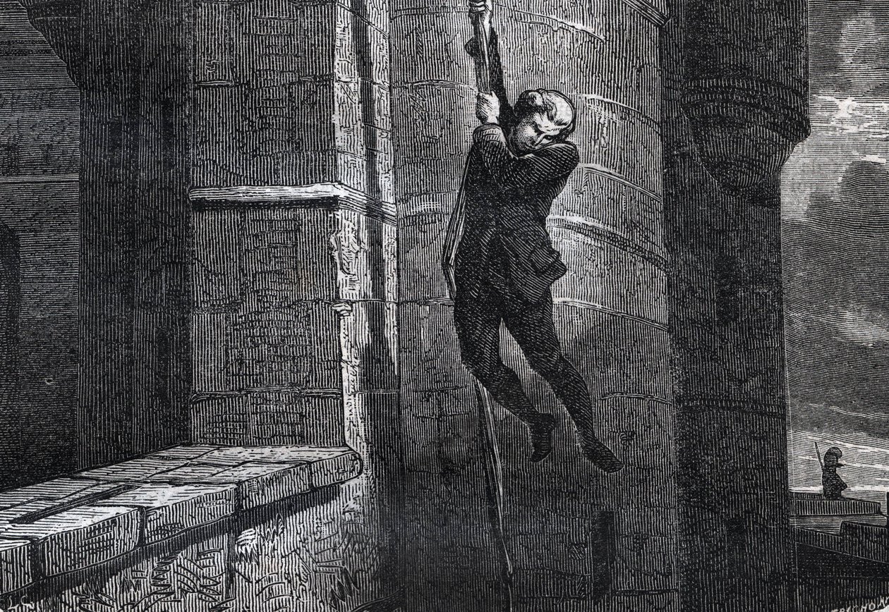 Masers De Latude escapando de la Bastilla - Escape de la Bastilla por Jean Henry, llamado Danry, llamado Masers de Latude (1725-1805) - grabado en "Diccionario popular ilustrado" - 1864 - por Joseph Decembre y Edmond Allonier - de Unknown artist