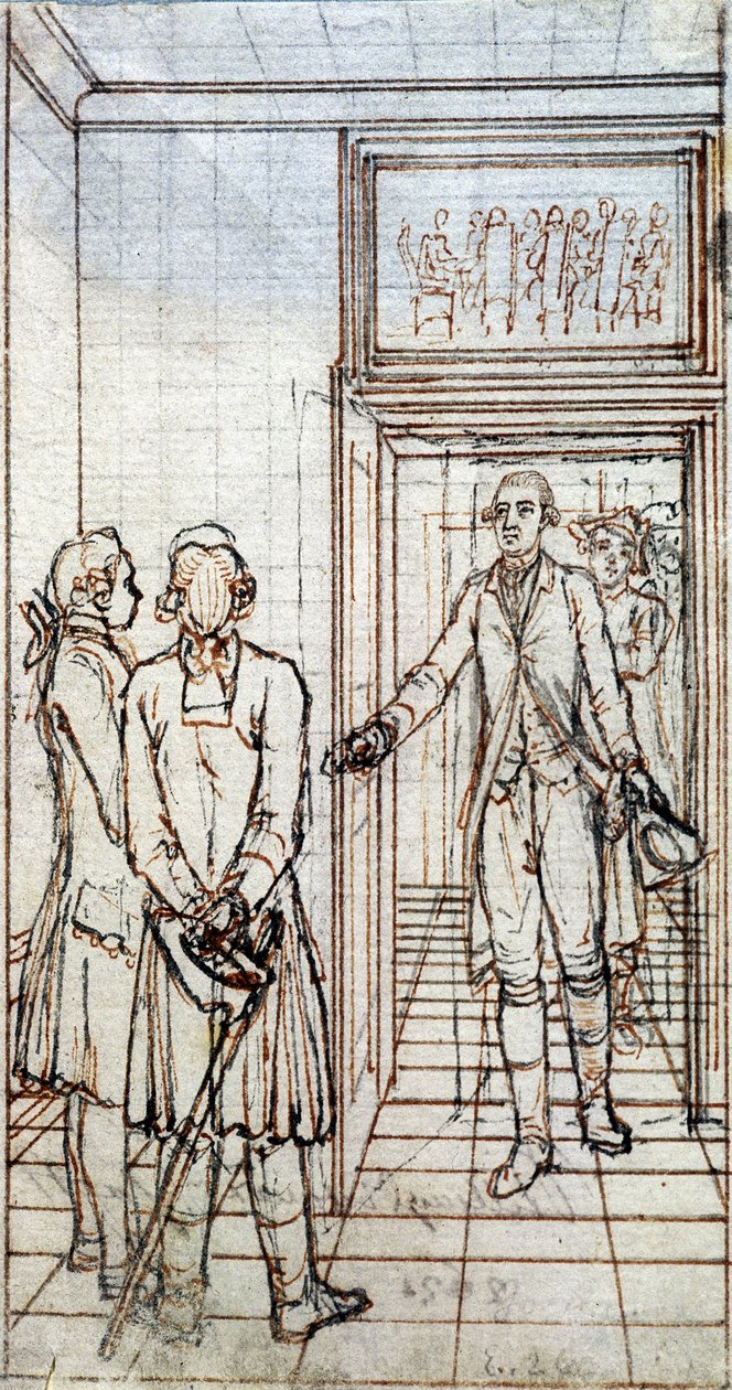 Encuentro de Goethe y Jung Stilling en Estrasburgo. Dibujo del siglo XIX de Unknown artist