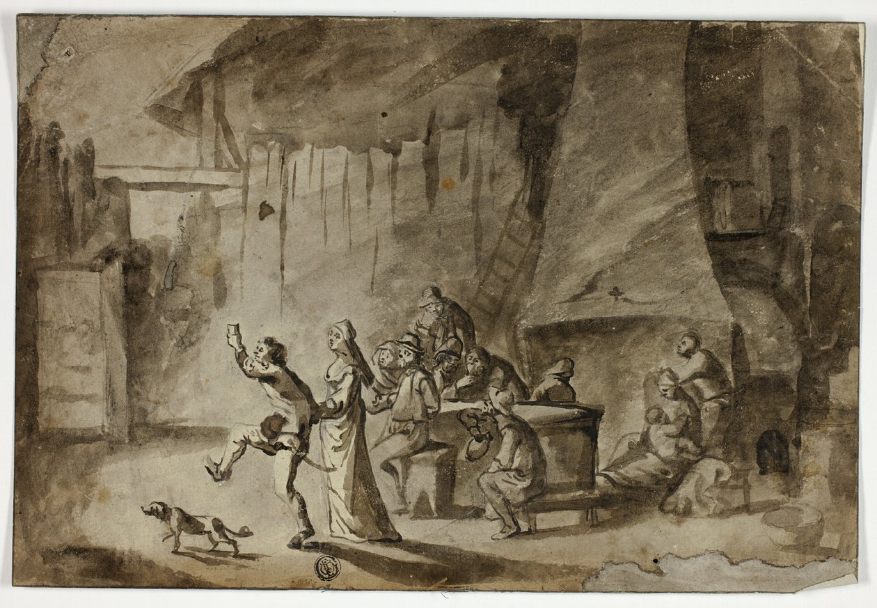 Hombres y mujeres en la taberna de Unknown artist
