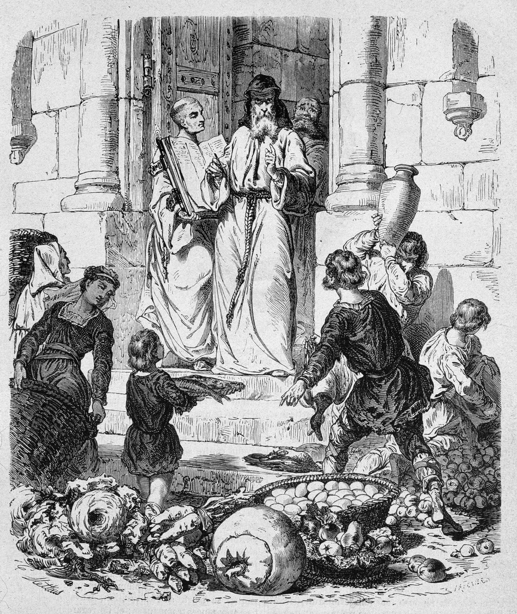 Monjes recogen diezmos del pueblo - en “Histoire des popes” de Maurice Lachatre de Unknown artist