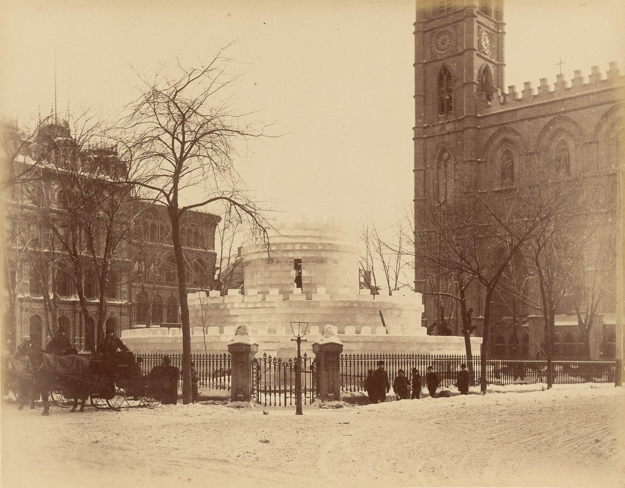 Montreal, Laberinto de hielo frente a la iglesia de Notre-Dame de Unknown artist