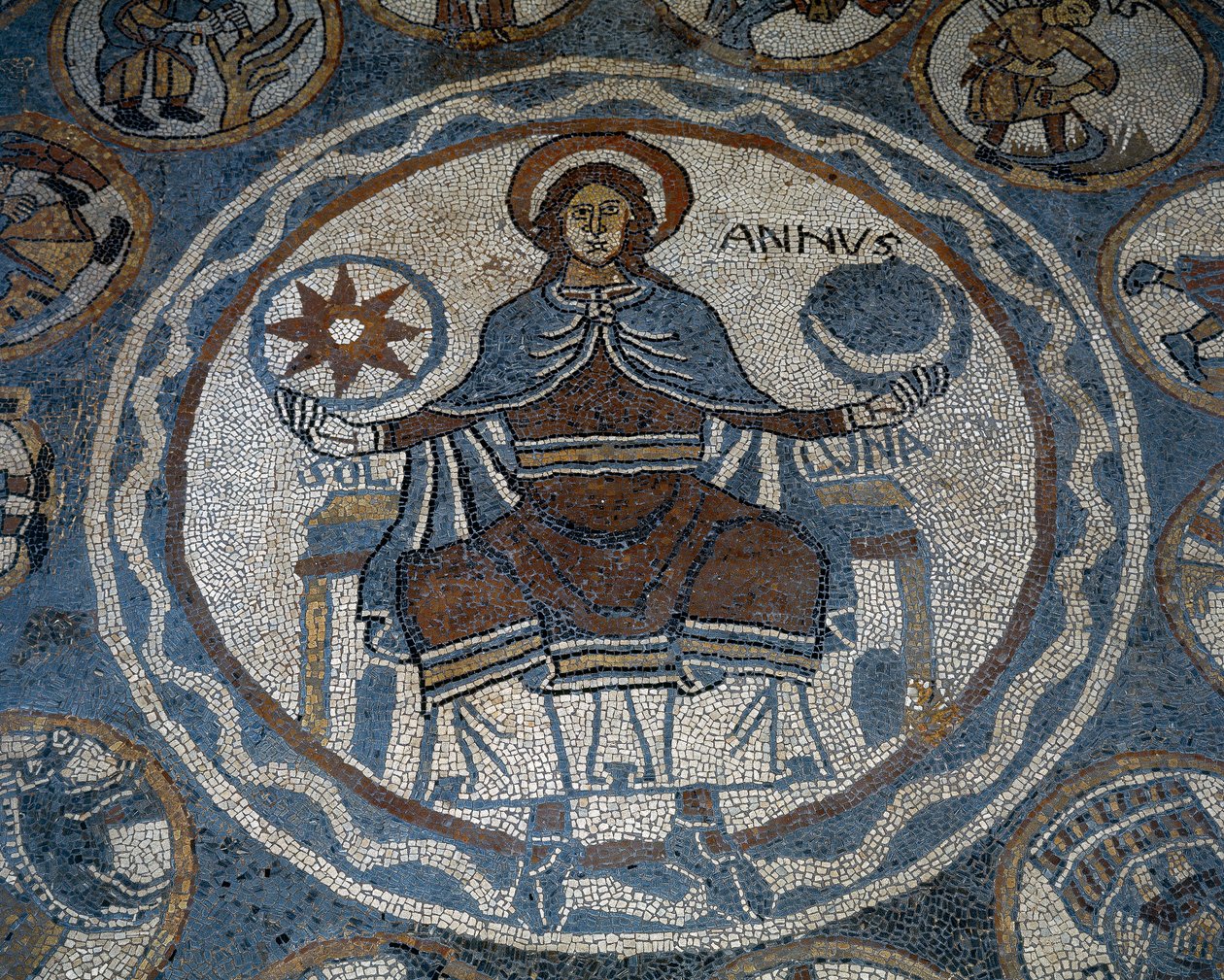 Mosaico del suelo que representa los meses del año de Unknown artist