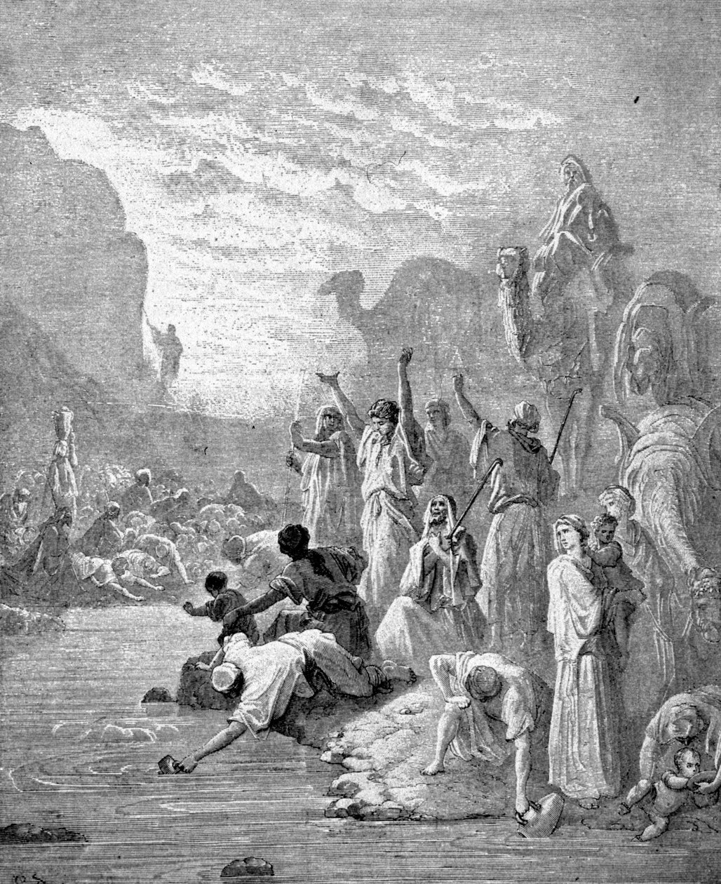Moisés hace brotar agua de la roca de Unknown artist