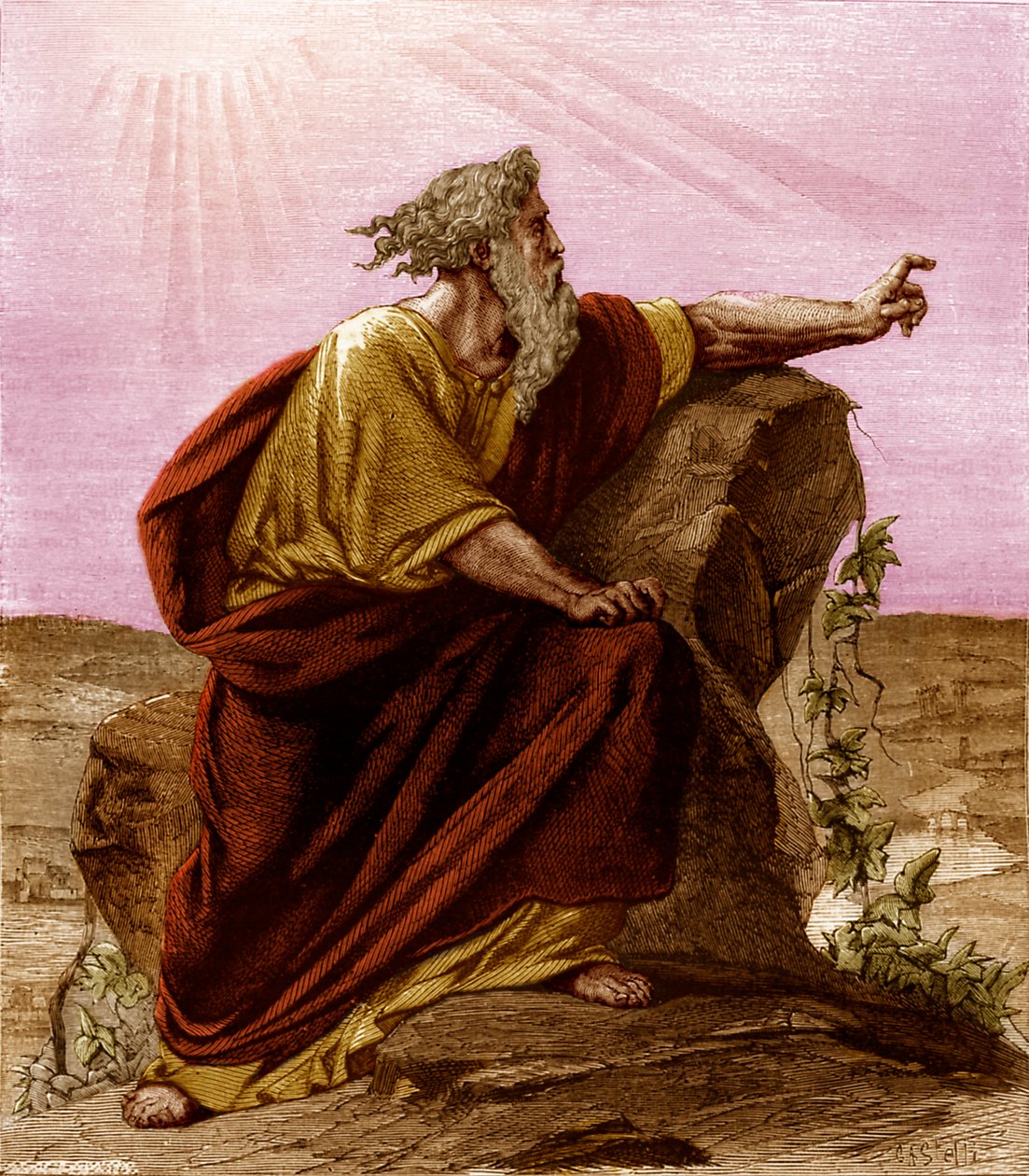 Moisés viendo la Tierra Prometida desde Pisga, Monte Nebo (impresión) de Unknown artist