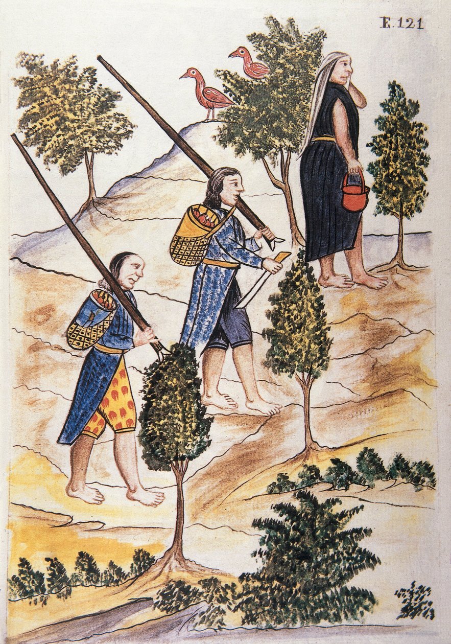 Indios motilones yendo a cazar, del libro "Trujillo del Perú" o "Códice Martínez Compañón", por Baltazar Martínez Compañón y Bujanda, obispo de Trujillo (1782-1785) de Unknown artist