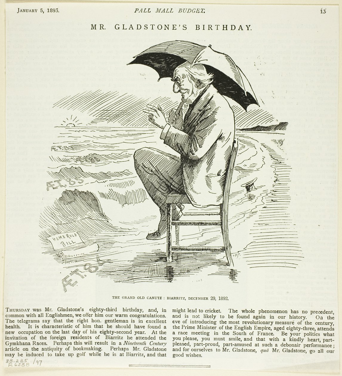 Cumpleaños del Sr. Gladstone, del Pall Mall Budget de Unknown artist