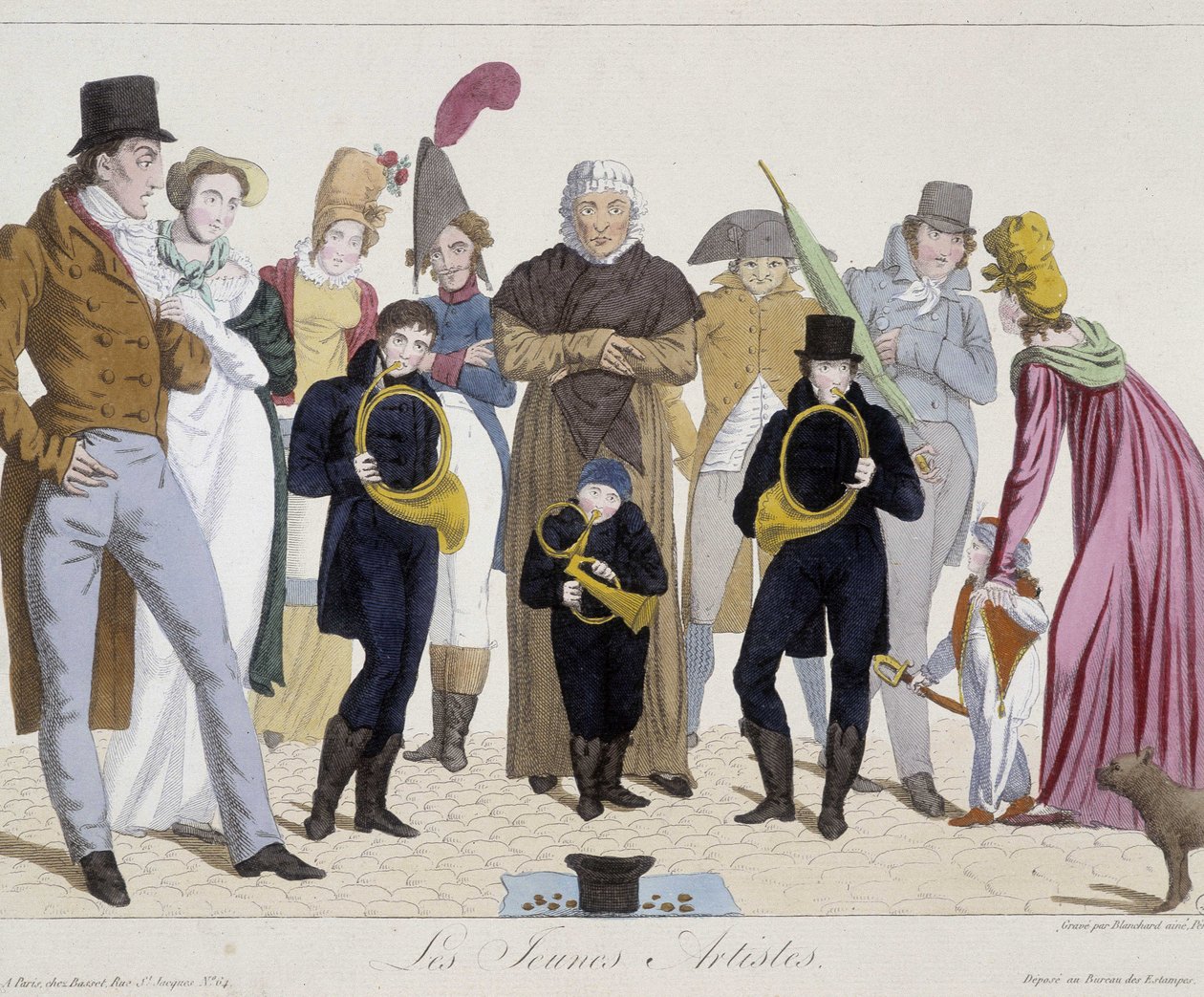 Músicos en la calle: jóvenes artistas (trompa) - Carnavalet de Unknown artist