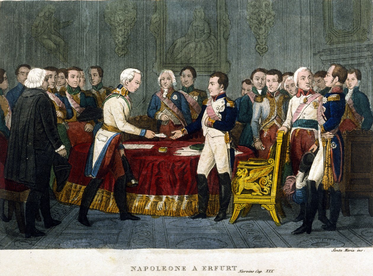 Napoleón I (1769 - 1821) se reunió con Alejandro I en Erfurt en 1808 de Unknown artist
