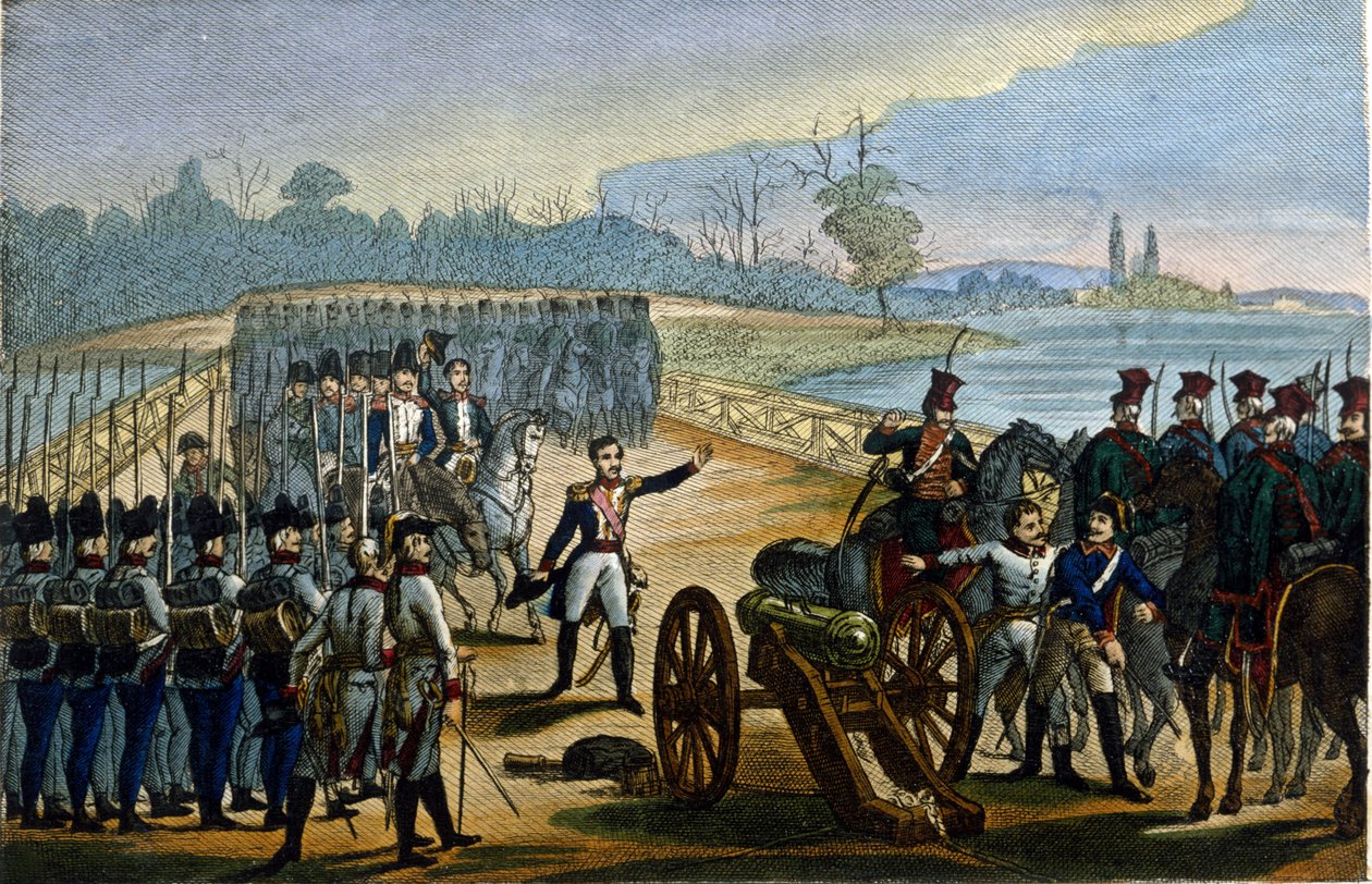Guerra Napoleónica. Viena: La captura de los puentes del Danubio el 13/11/1805 de Unknown artist