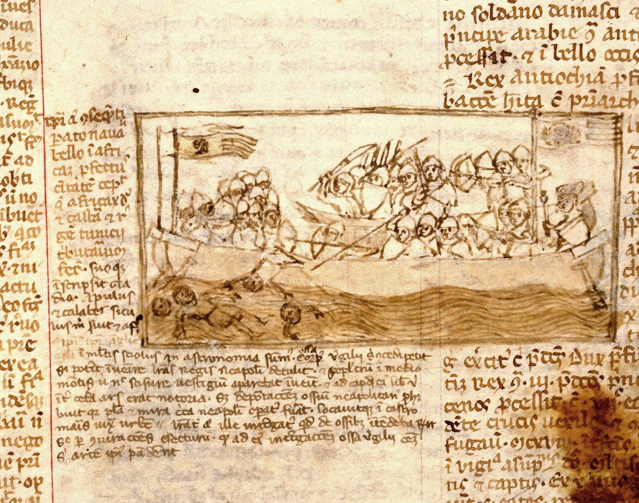 Batalla naval entre sarracenos y cruzados en 1120 de Unknown artist