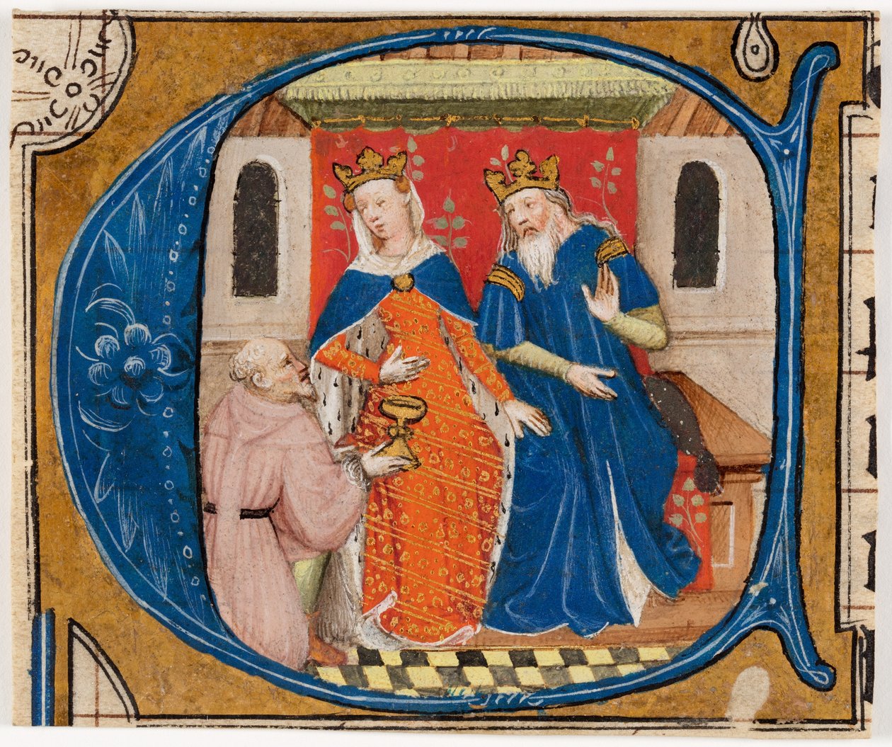 Nehemías ante el rey Artajerjes, inicial "C" de una Biblia de Unknown artist