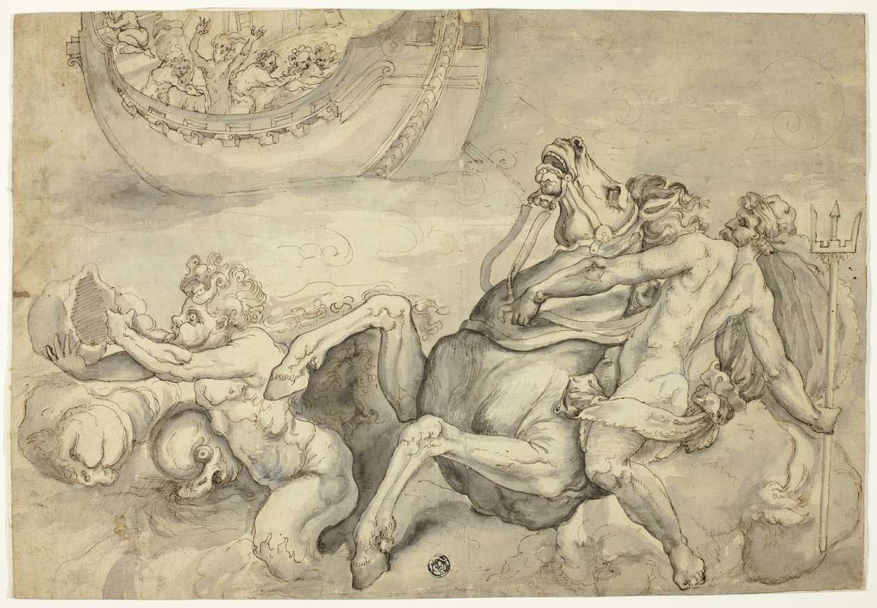 Neptuno calma la tempestad levantada por Eolo contra Eneas ("Quos Ego") de Unknown artist