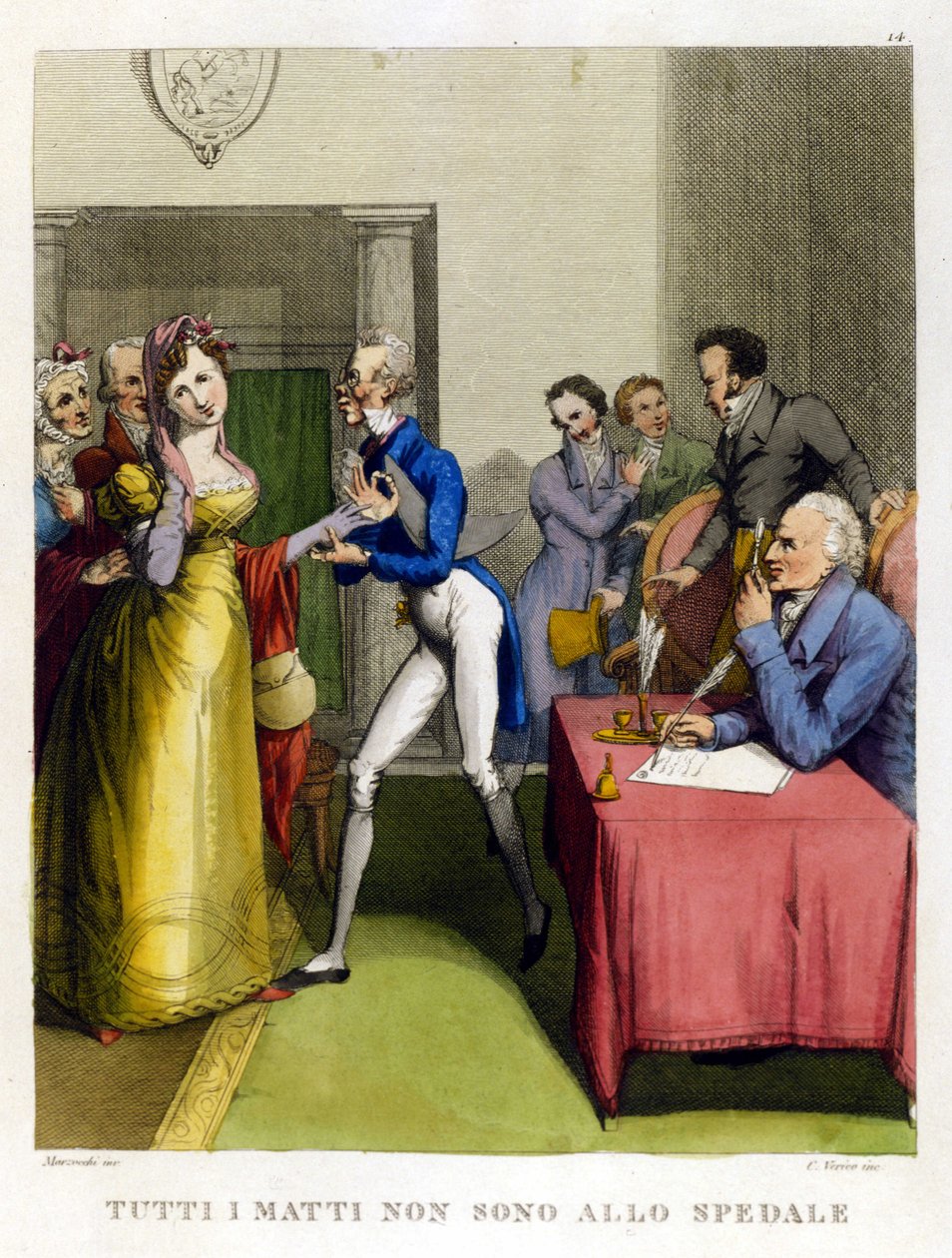 “No todos los tontos están en el hospital.” Ilustración de una colección de proverbios del siglo XVIII de Unknown artist