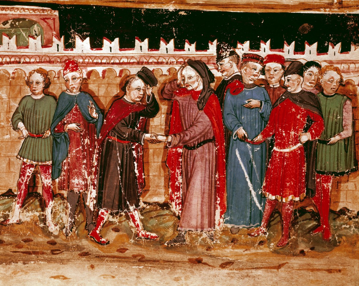 Oficiales de la gabela. Miniatura del manuscrito (Ms. H V-5) 