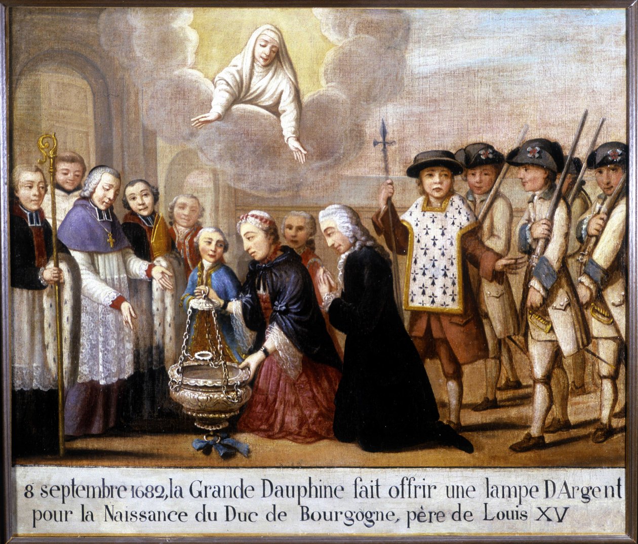 El 8 de septiembre de 1682, el gran delfín ofreció una lámpara de plata por el nacimiento del duque de Borgoña (Luis de Francia de Unknown artist