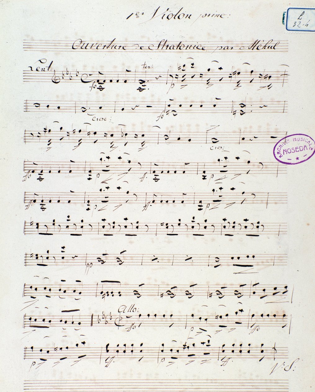 Página de apertura de la ópera Stratonice de Méhul (1792) de Unknown artist