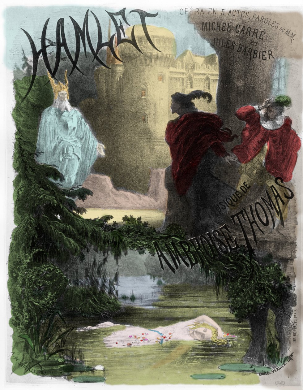 Ópera: Póster de Hamlet (con música de Ambroise Thomas, letras de Michel Carré y Jules Barbier) de Unknown artist
