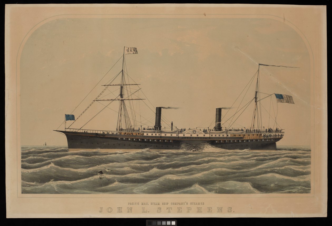 El vapor John L Stephens de la Pacific Mail Steam Ship Company de Unknown artist