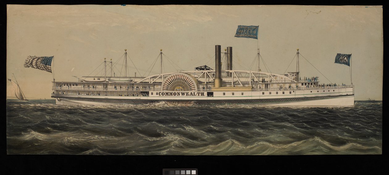 Paddle Steamer Commonwealth. Línea Great Eastern a Boston vía Norwich  Worcester de Unknown artist