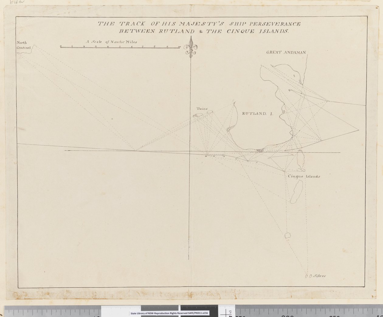 Página 38b La ruta del barco de Su Majestad Perseverance entre Rutland y las Islas Cinque de Unknown artist