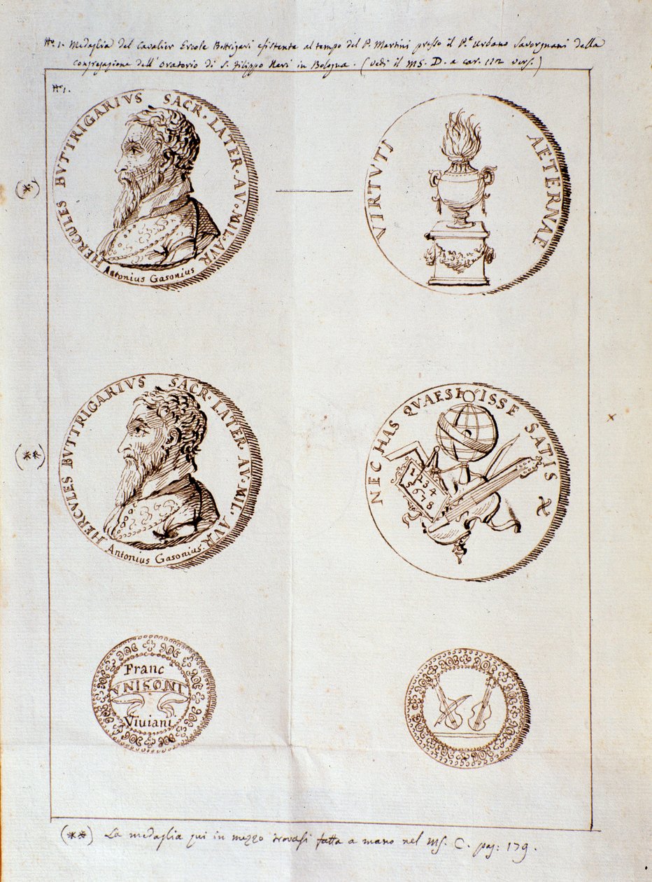 Página de Il melone, discorso armonico, con retratos del autor, Ercole Bottrigari (grabado) de Unknown artist