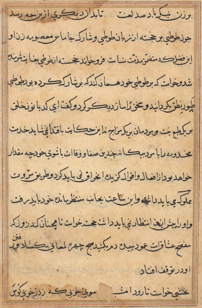 Página de Cuentos de un Loro (Tuti-nama): página de texto de Unknown artist