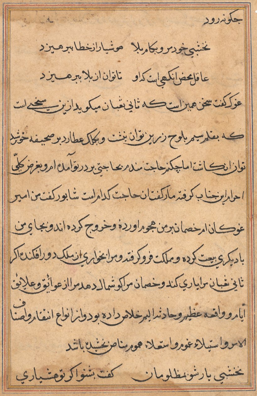 Página de Cuentos de un Loro (Tuti-nama): página de texto de Unknown artist