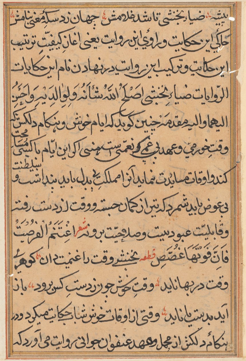 Página de Cuentos de un Loro (Tuti-nama): página de texto de Unknown artist