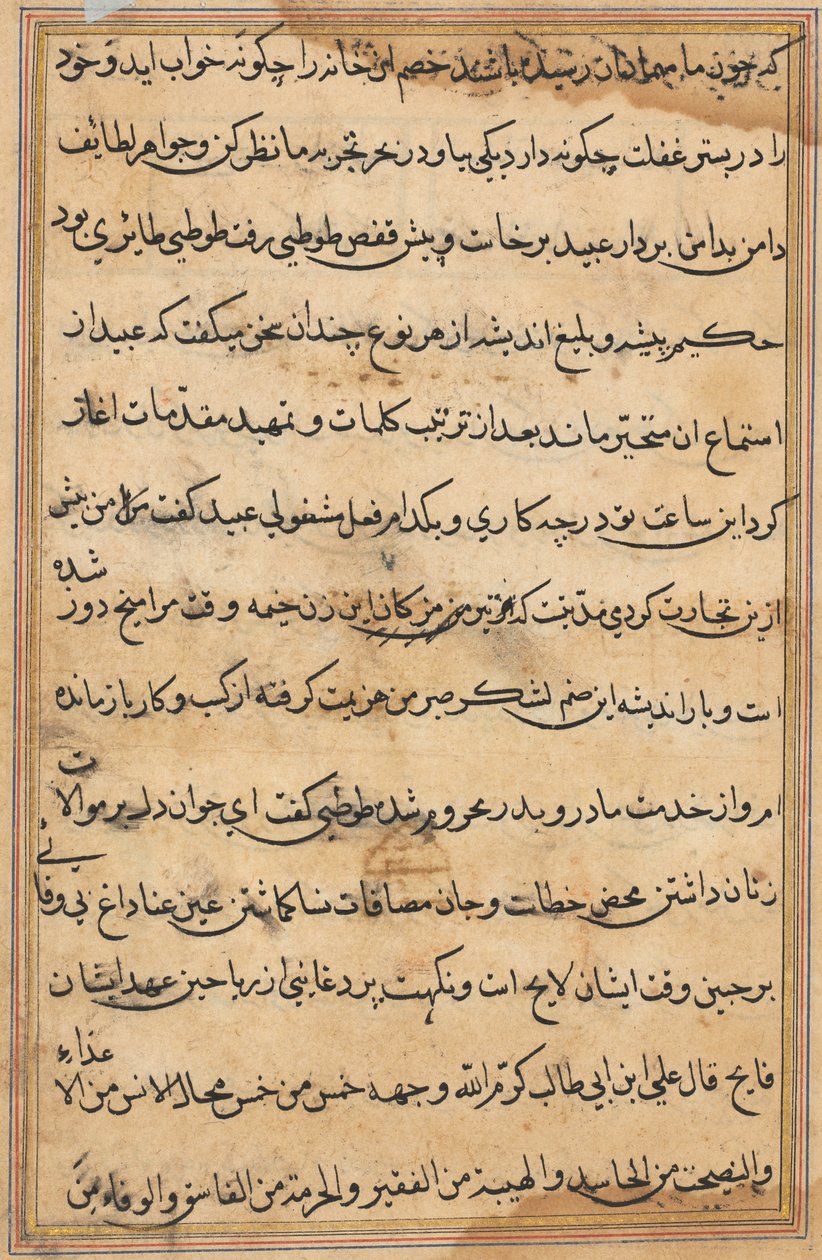Página de Cuentos de un Loro (Tuti-nama): página de texto de Unknown artist