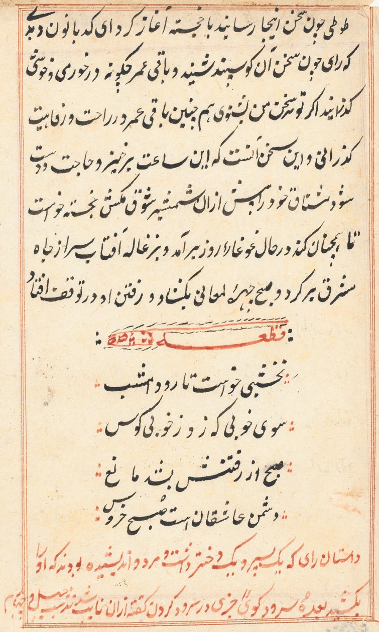 Página de Cuentos de un Loro (Tuti-nama): página de texto de Unknown artist
