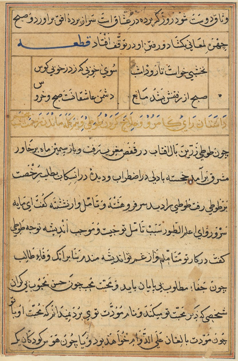 Página de Cuentos de un Loro (Tuti-nama): página de texto de Unknown artist